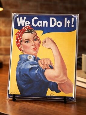 NEW, We Can Do It! Retro Metal Sign - Blue, Yellow, Red